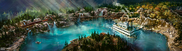 Rivers of America and Disneyland Railroad at Disneyland Park