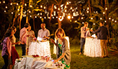 Guests make selections at an outdoor dessert buffet
Guests make selections at an outdoor dessert buffet
