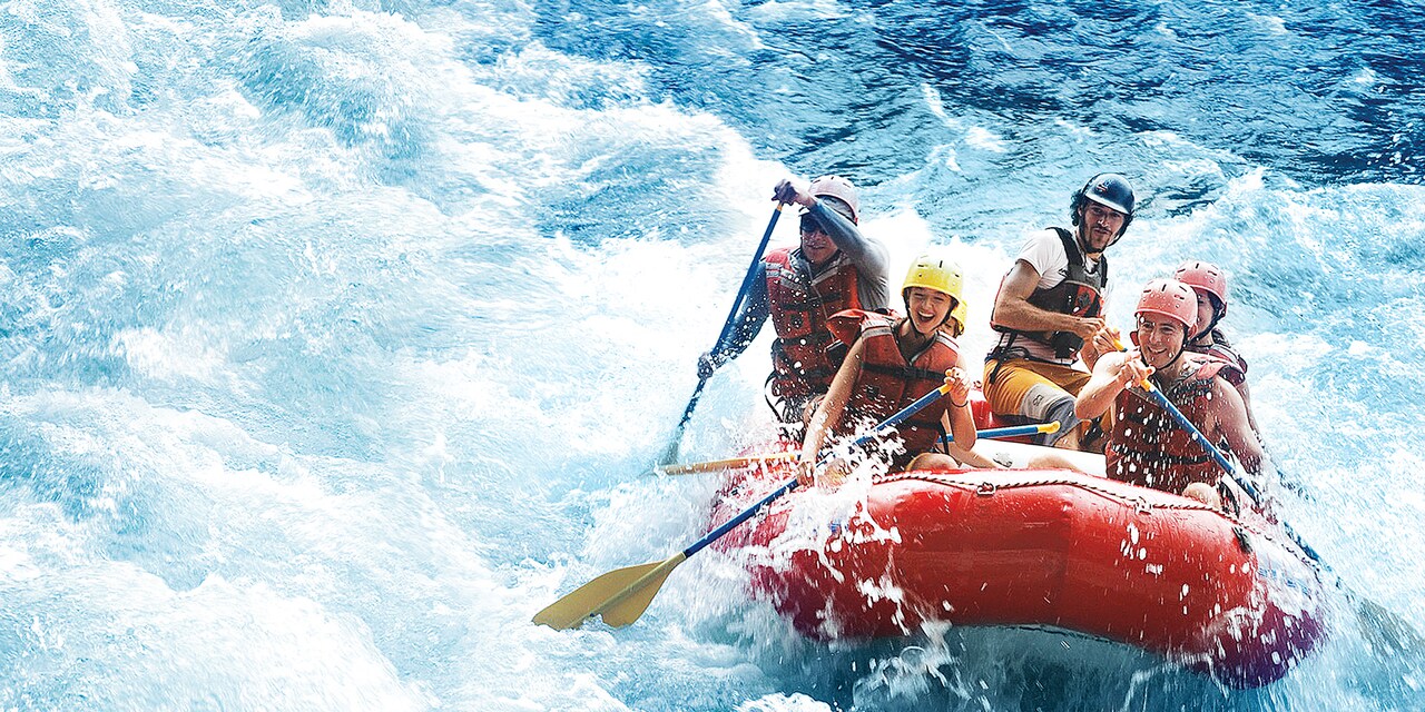 Adventurers rafting on the Tenorio River