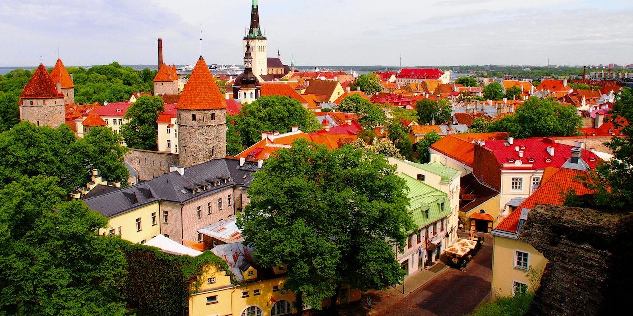 The rooftops, spires and cobblestone streets of the town of Tallin, Estonia The rooftops, spires and cobblestone streets of the town of Tallin, Estonia