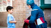 A young boy meets Captain America