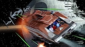 Space cruiser in outerspace taking fire from enemy ships