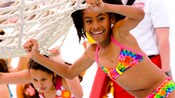2 girls playing on the ropes at Blizzard Beach