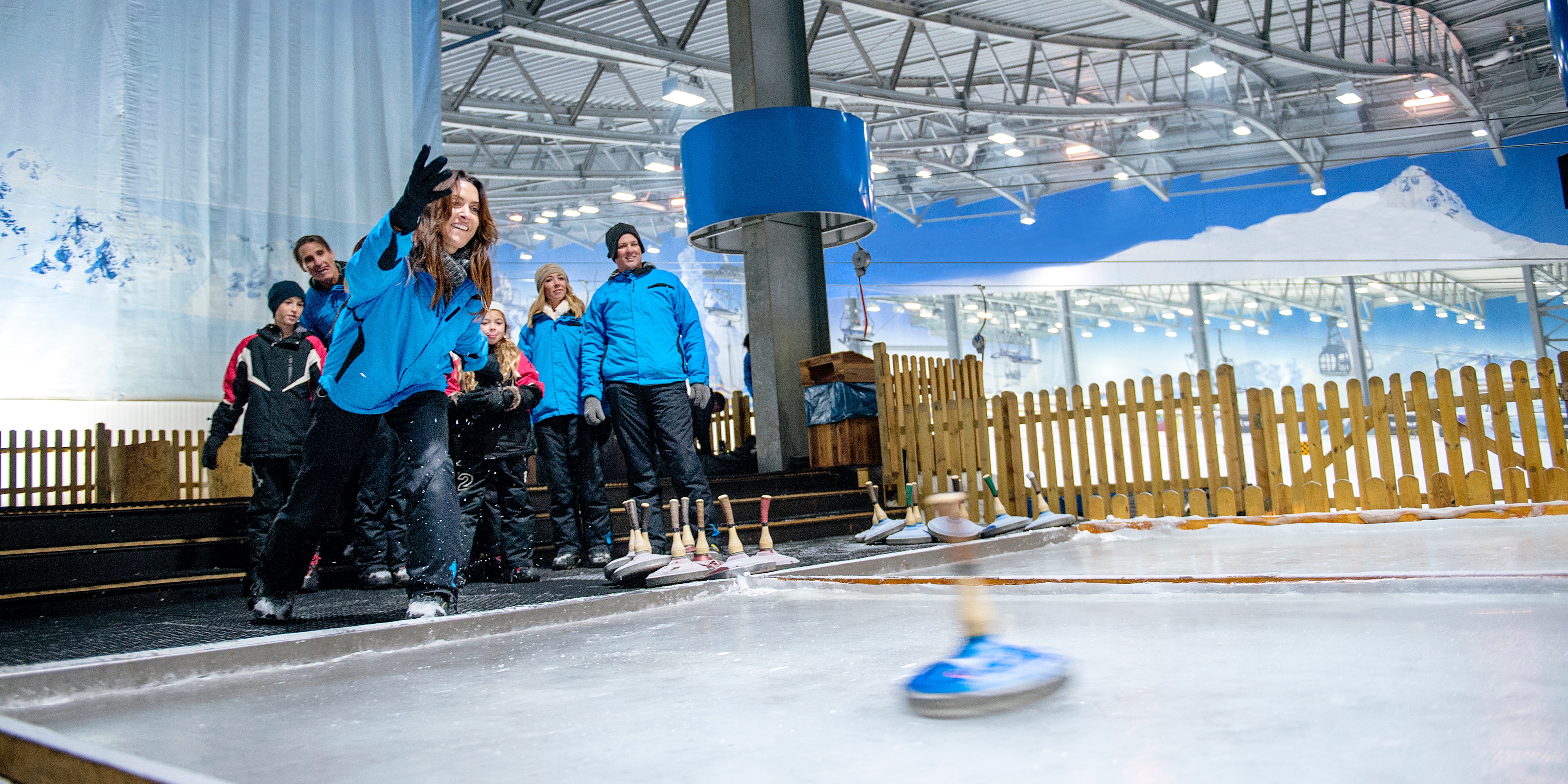 Guests play indoor winter games