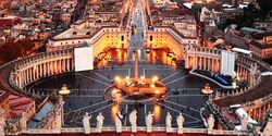 A central plaza in Vatican City surrounded by columns
