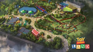 Conceptual art offering an overhead view of the upcoming Toy Story Land in Disney’s Hollywood Studios