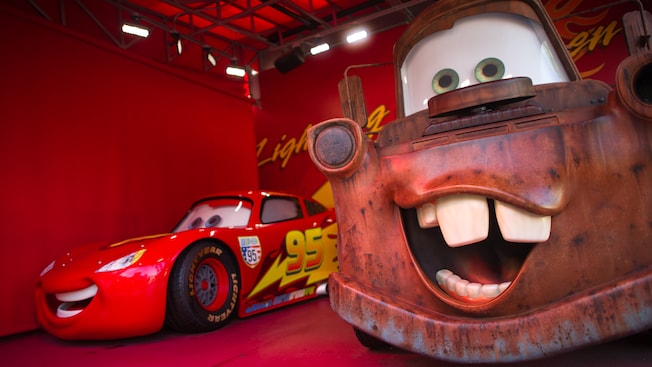 Lightning McQueen and Mater, the stars of the Disney film 'Cars', at Disney's Hollywood Studios