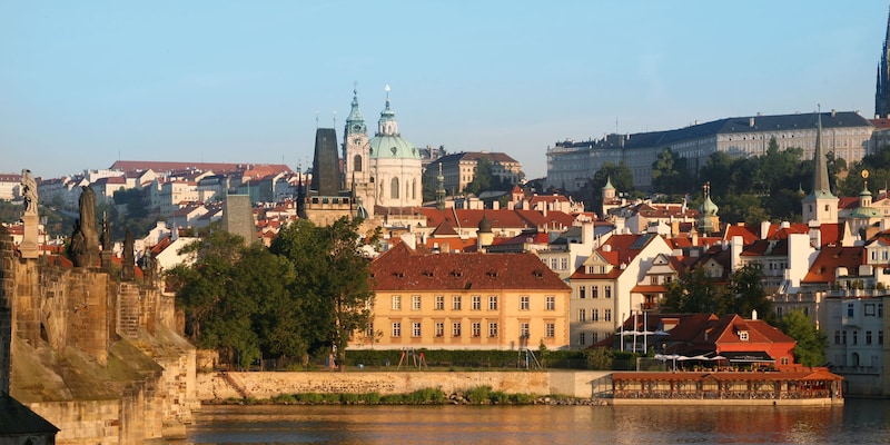 The city of Prague as seen from across the Vltava River