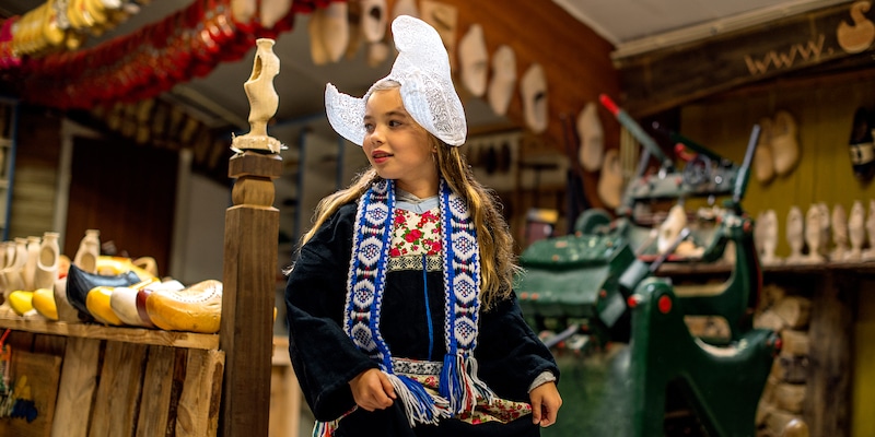 A girl wearing traditional Dutch clothing