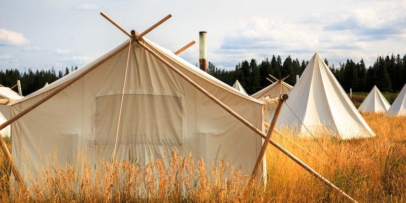 Tents on a sunny field