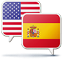 Bandeira americana e bandeira espanhola Ícone da bandeira americana e bandeira espanhola